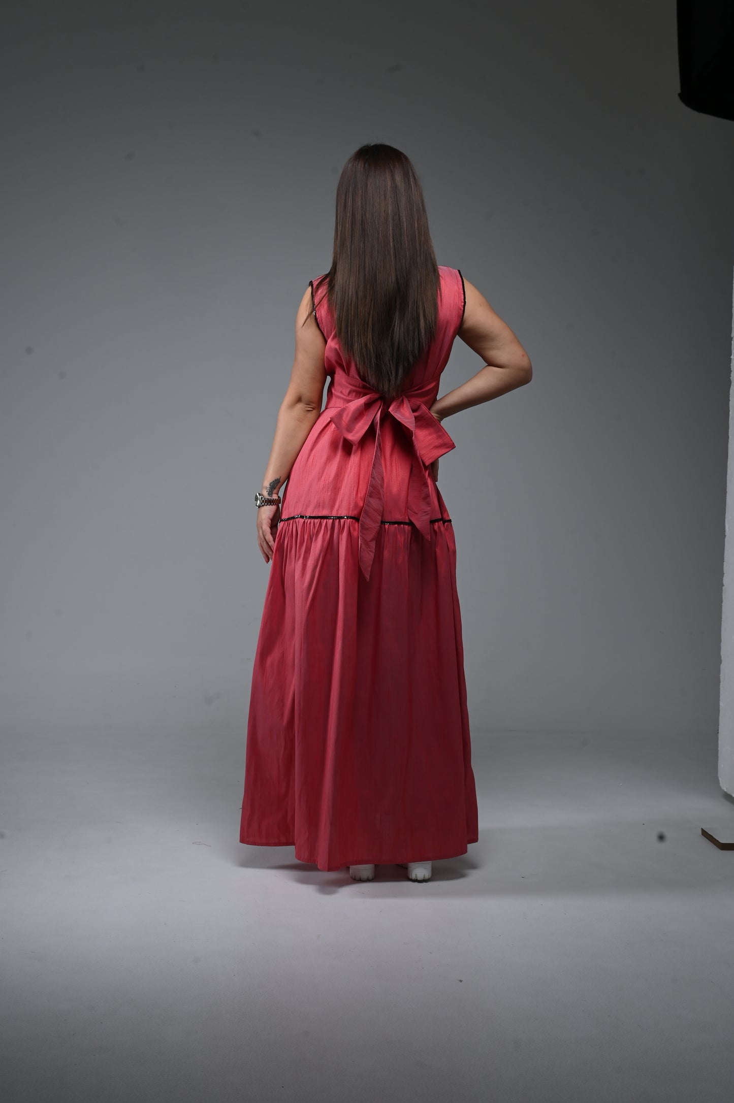 Embroidered with sequin material and crystal button