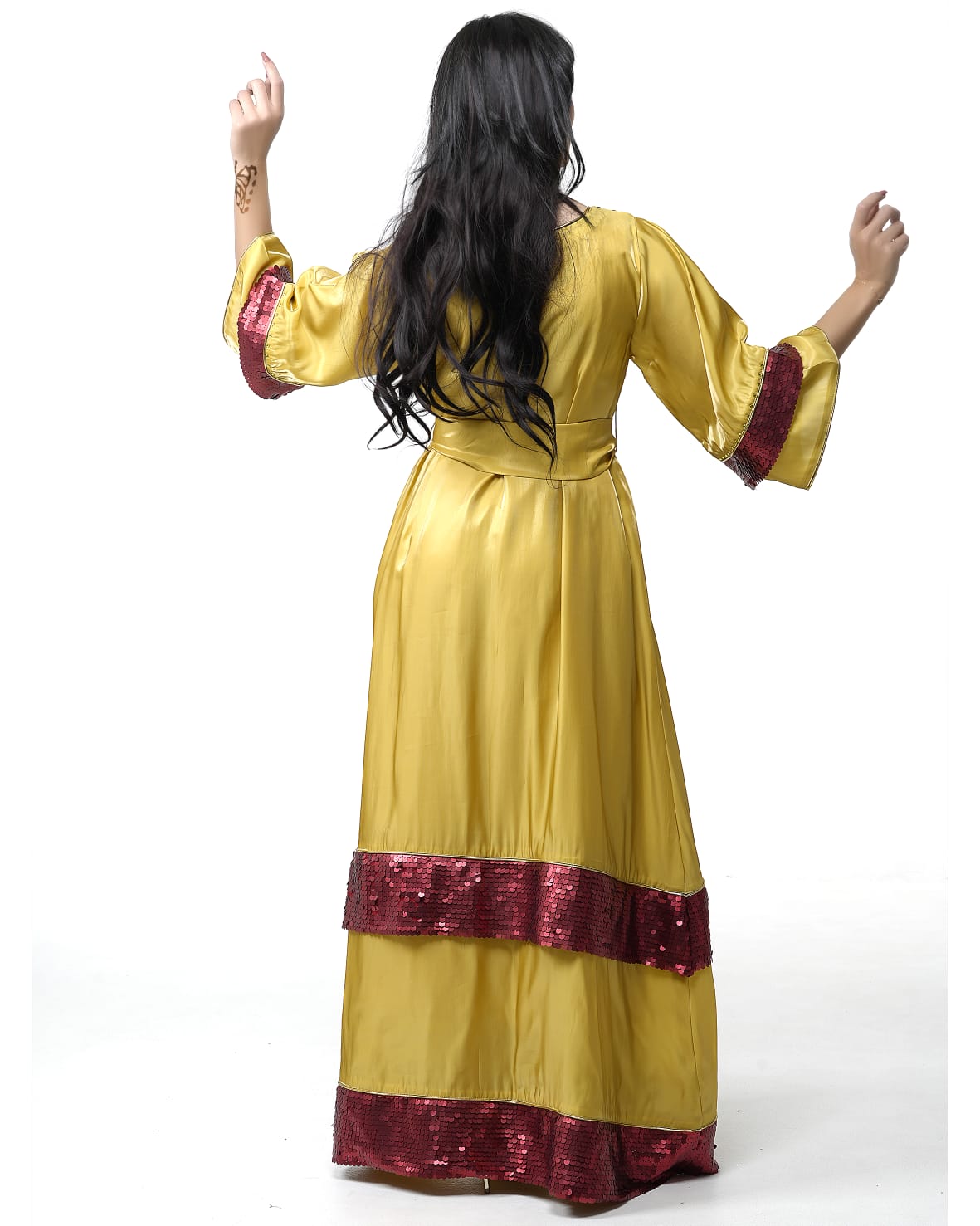 Satin silk dress with sequins and crystals