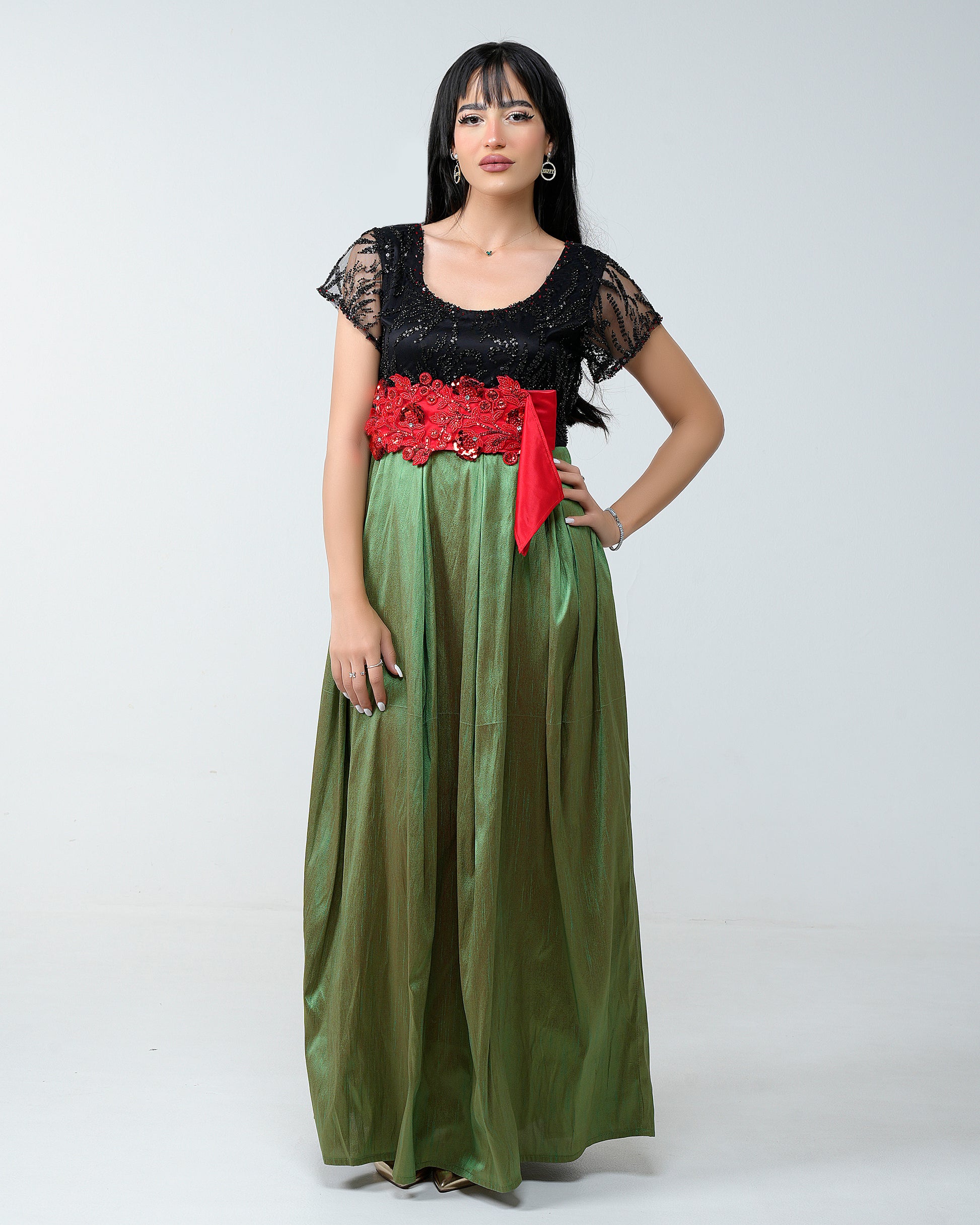 Indian silk and soft tulle dress embellished with sequins and a stone- Velvet Closet Fashion Indian silk and soft tulle dress embellished with sequins and a stone- Velvet Closet Fashion
